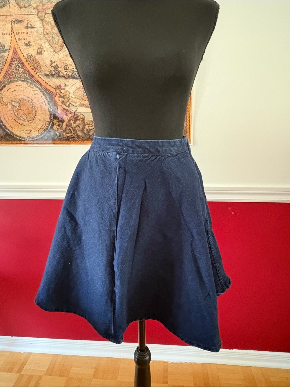 Vintage Navy Blue Circle Skirt - Flared Women’s Skater Skirt
